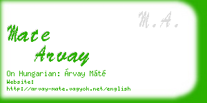 mate arvay business card