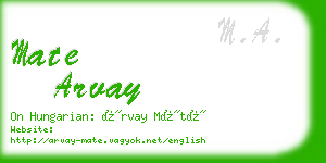 mate arvay business card